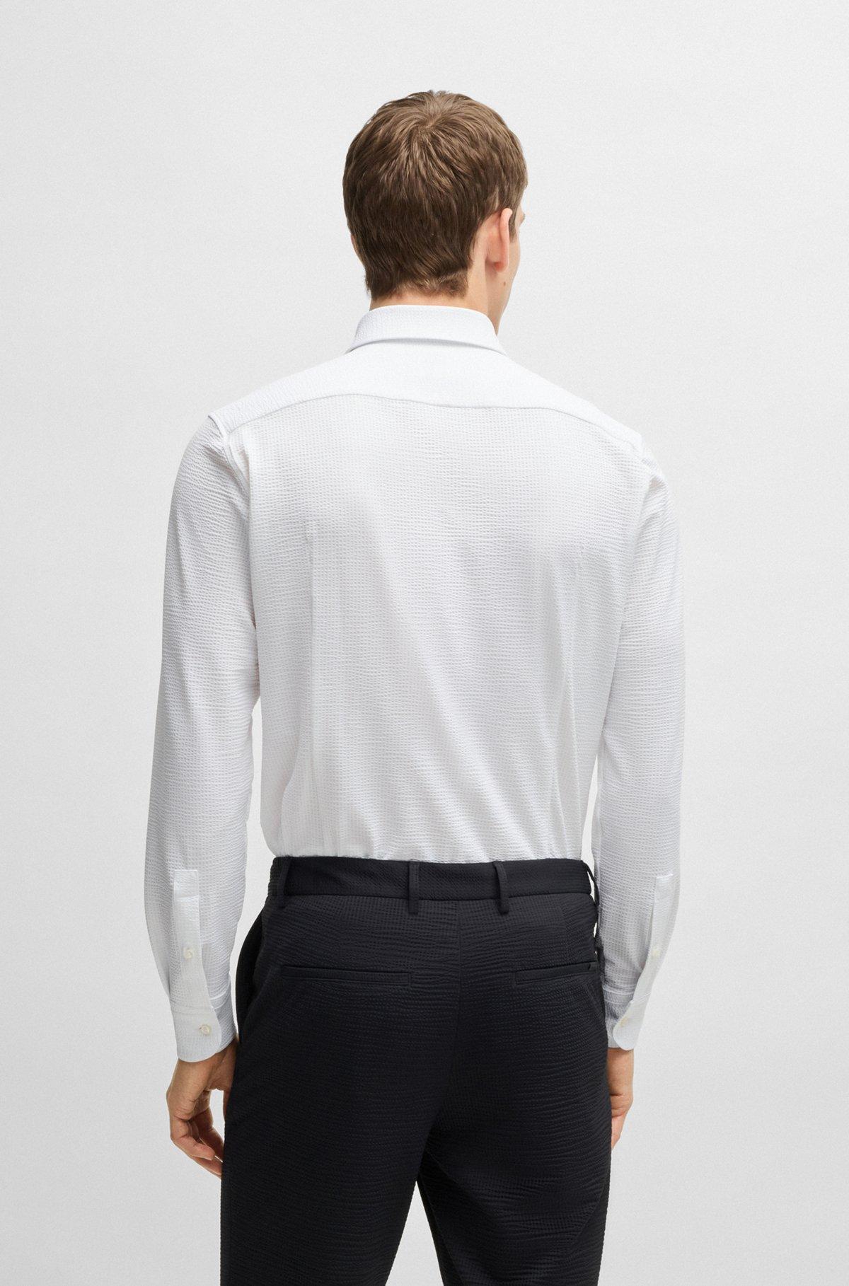 Slim-fit shirt in Italian-made performance-stretch seersucker Product Image