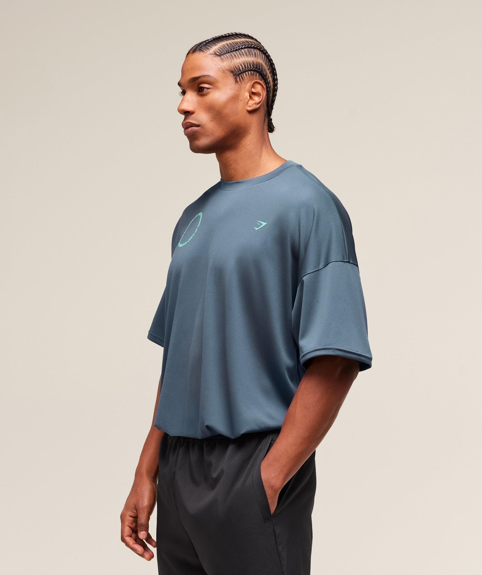 Gymshark Keep Showing Up T-Shirt - Titanium Blue Male Product Image