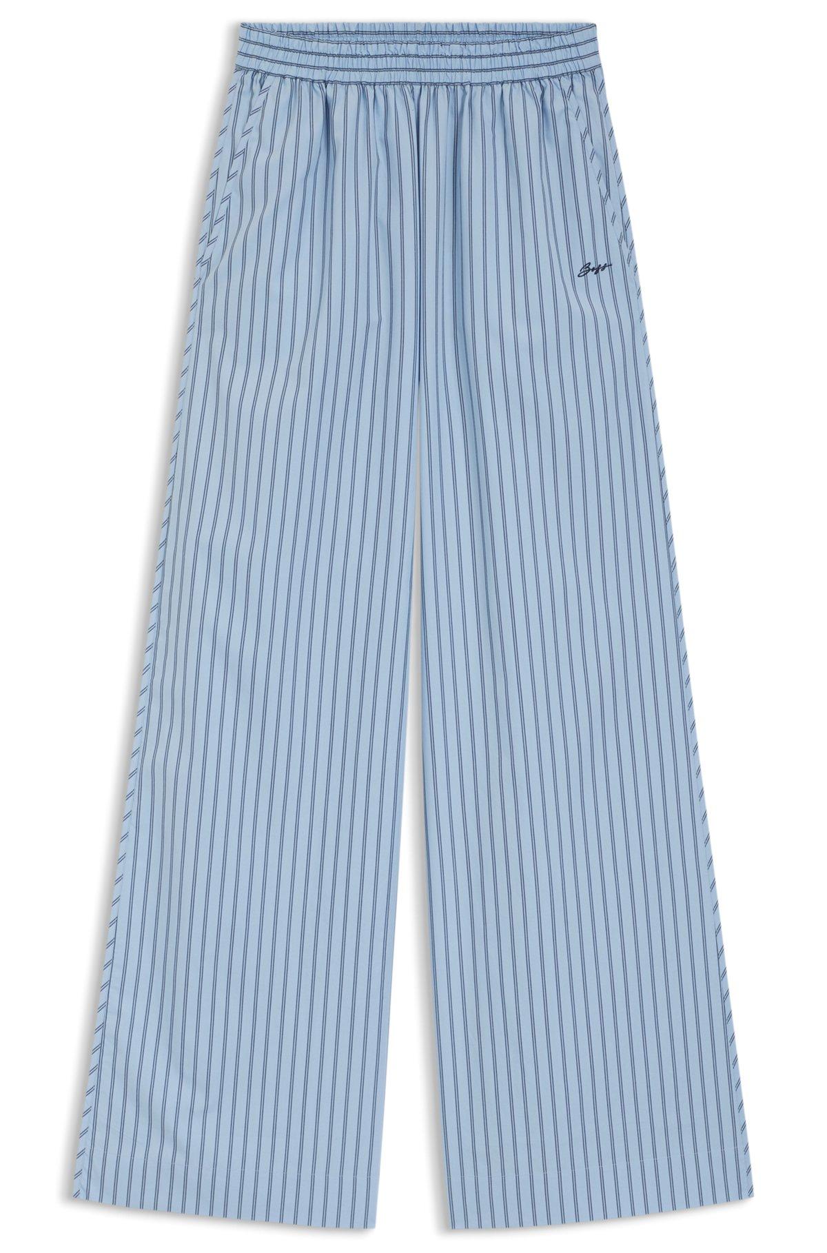 Cotton-poplin trousers with vertical stripe Product Image