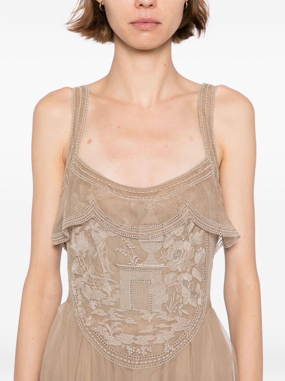 embroidered organza long dress Product Image