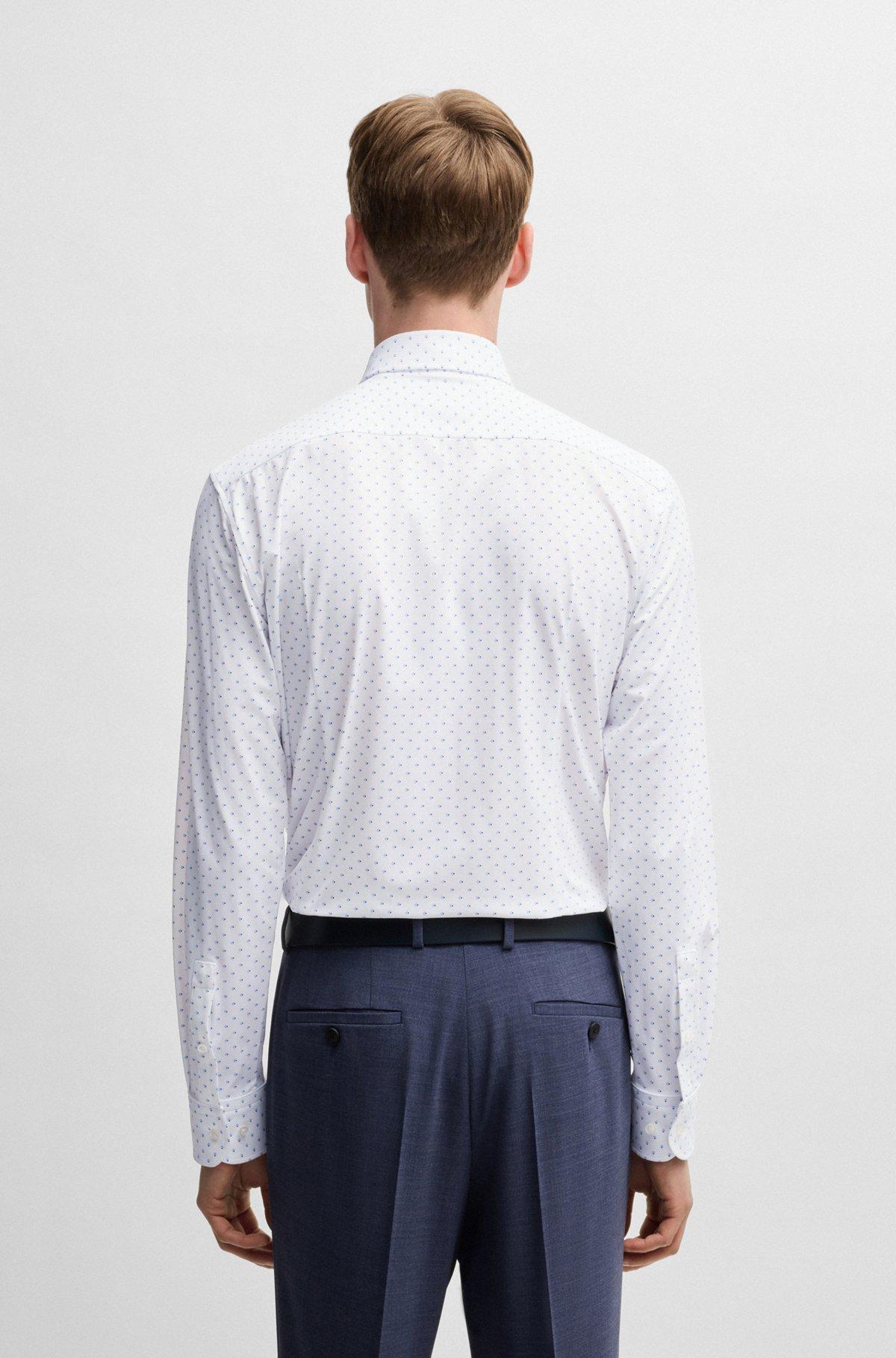 Slim-fit shirt in geometric-print performance-stretch fabric Product Image
