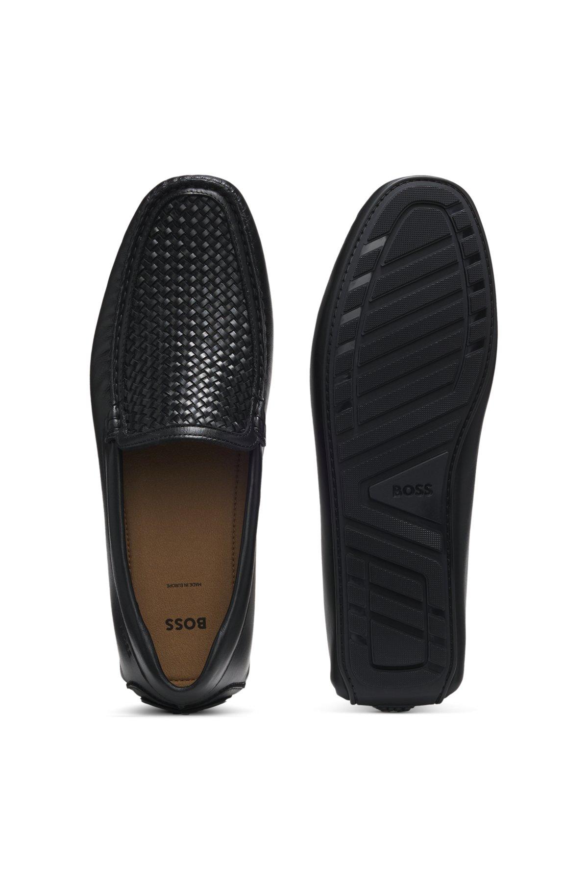 Leather moccasins with woven vamp Product Image