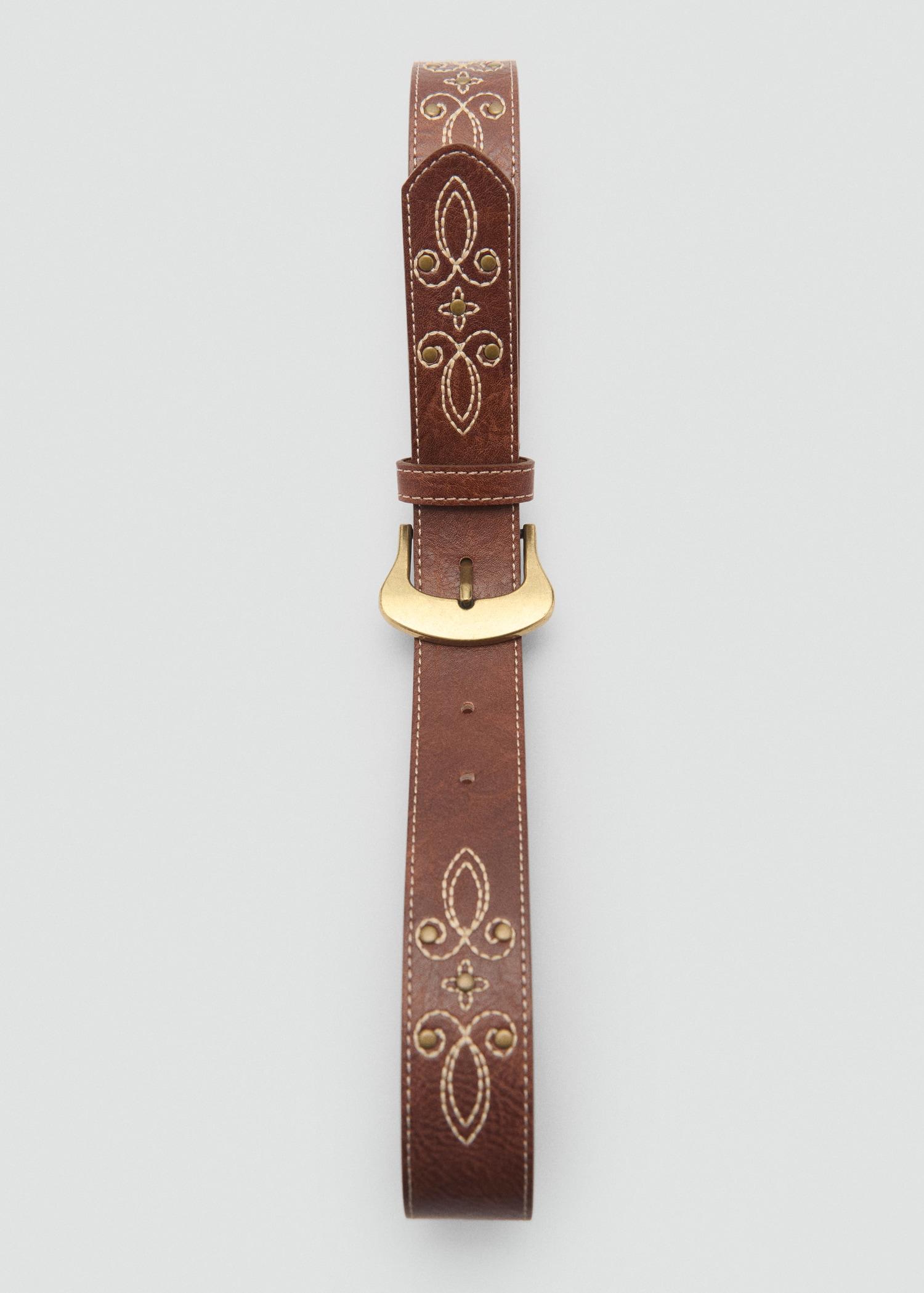 Embroidered belt - Women | MANGO USA Product Image