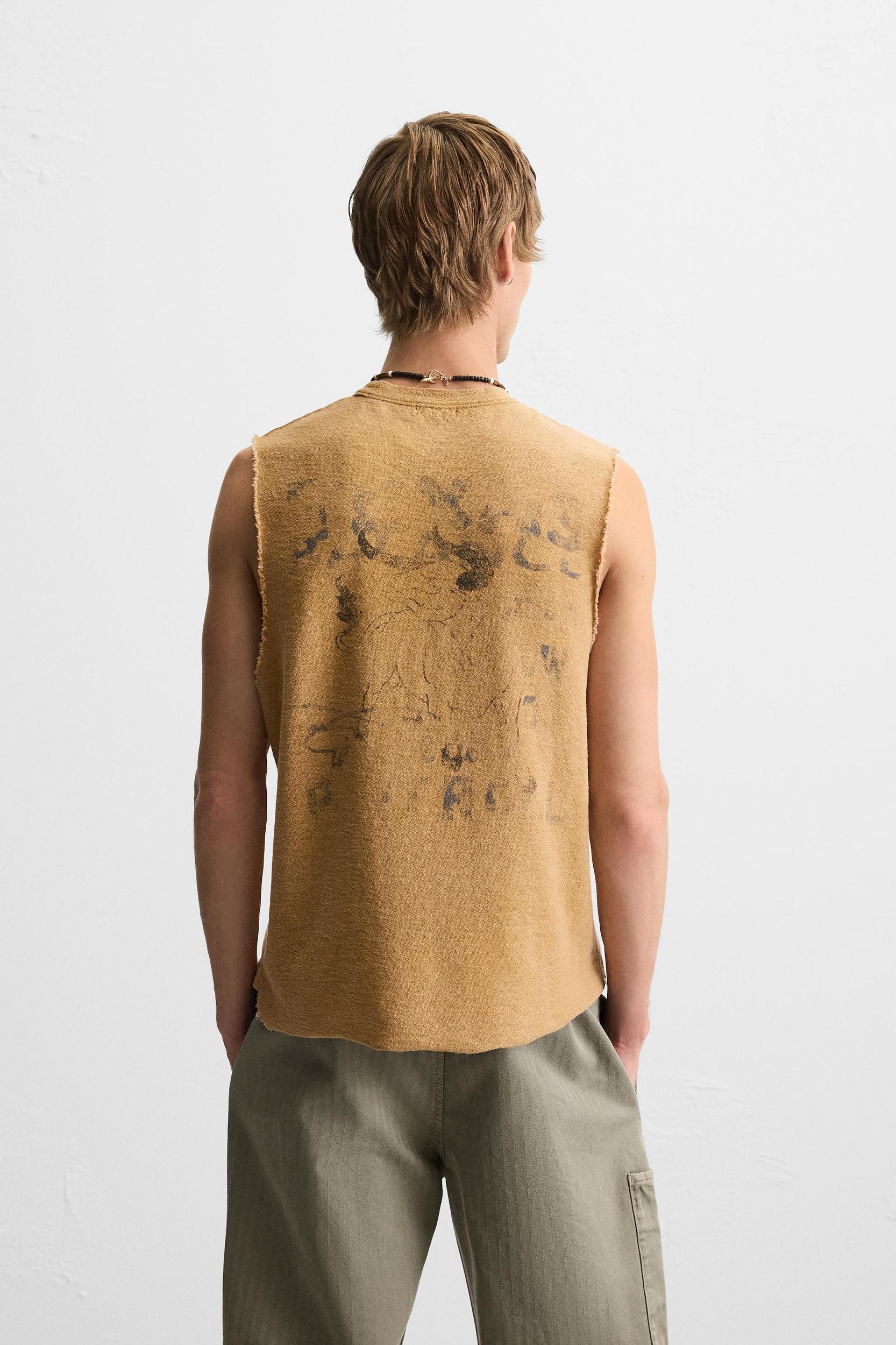 WASHED KNIT PRINT T-SHIRT Product Image