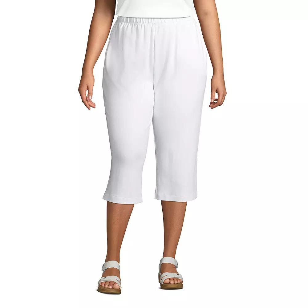 Plus Size Lands End Sport High Waist Pull-On Capri Pants, Womens Product Image