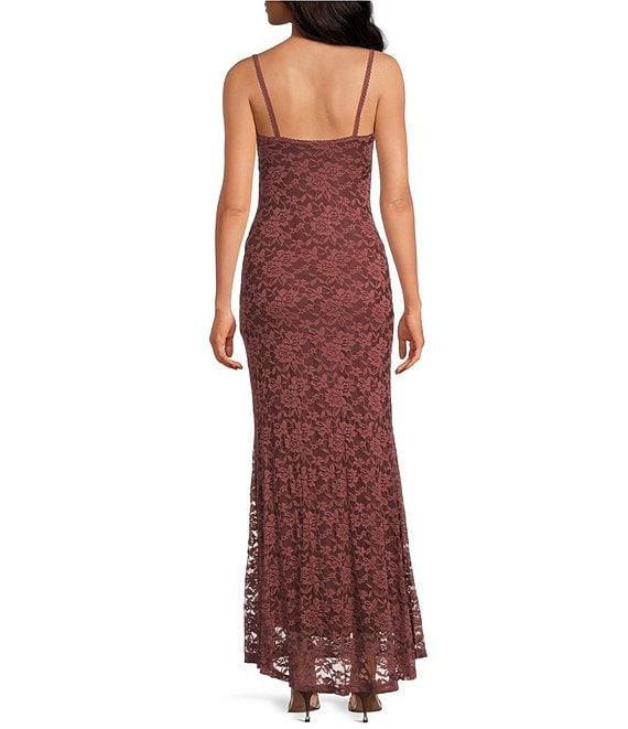 NIA Vetiver Square Neck Lace Long Dress Product Image