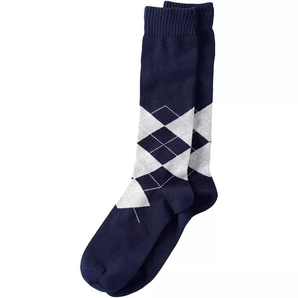 Men's Lands' End Novelty Crew Socks, Orange Rugby Stripe Product Image