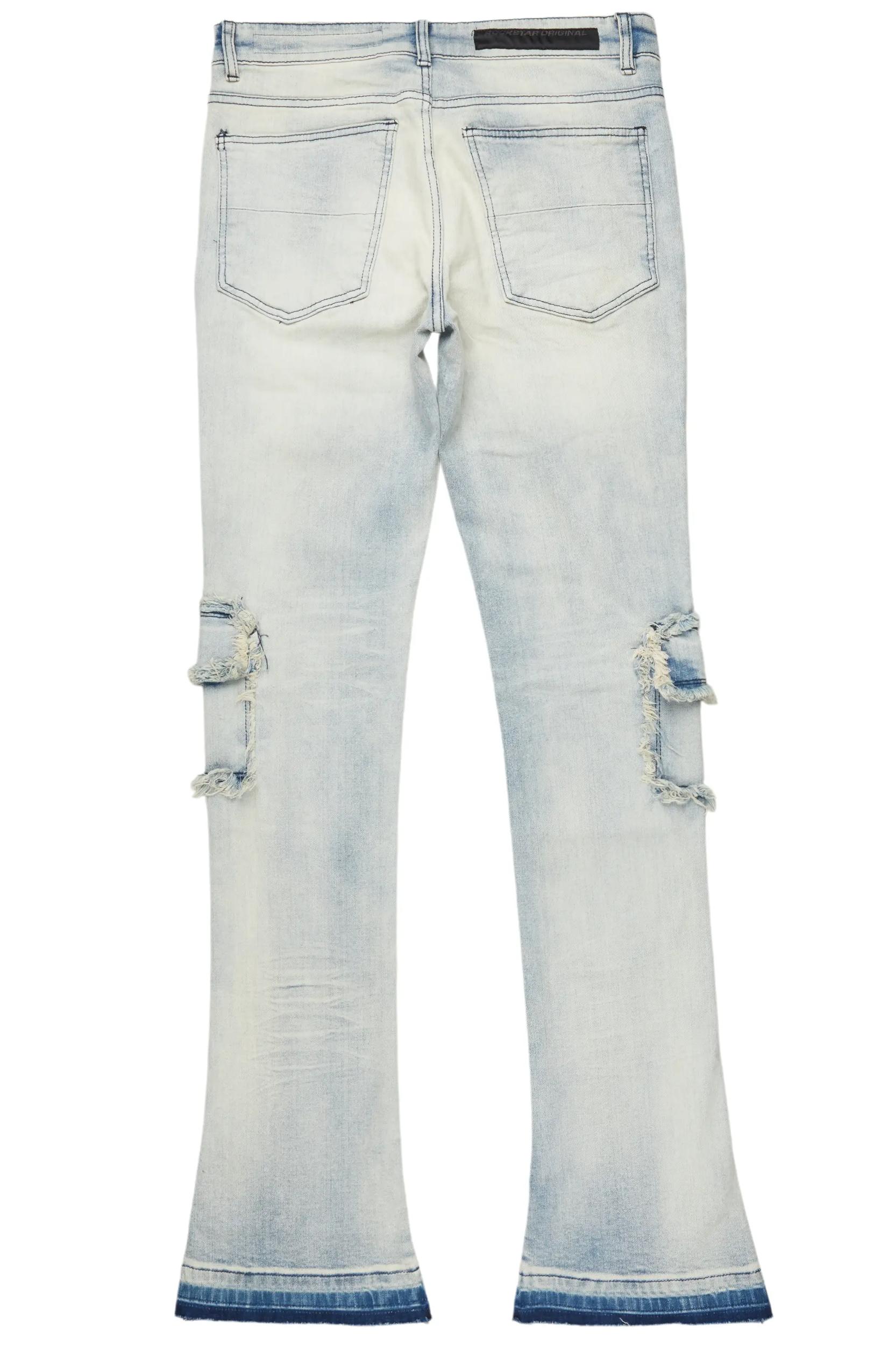 Tyrell Blue Stacked Flare Cargo Jean Male Product Image