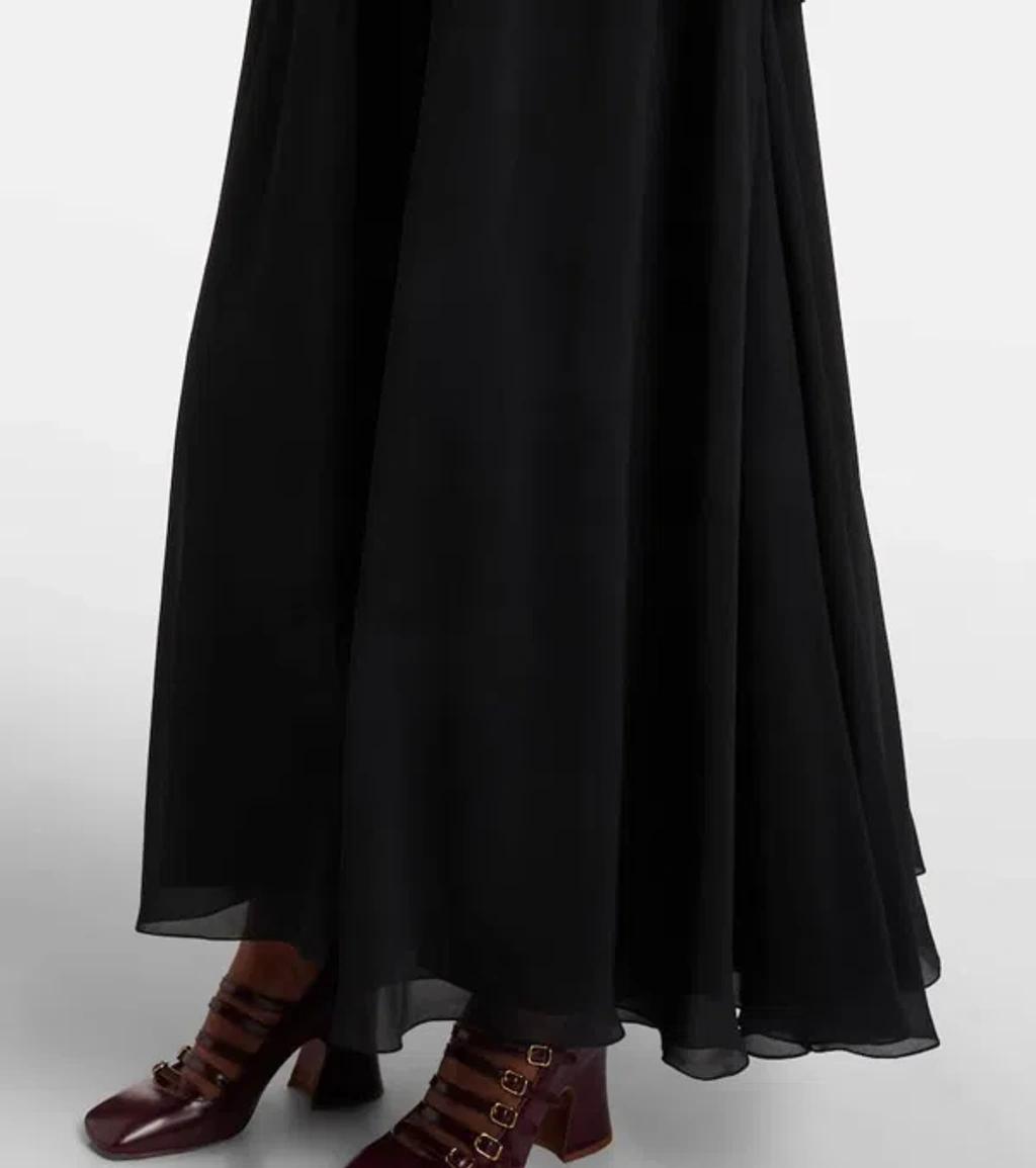 CHLOÉ Open-back Embellished Tiered Silk-georgette Maxi Dress In Black Product Image