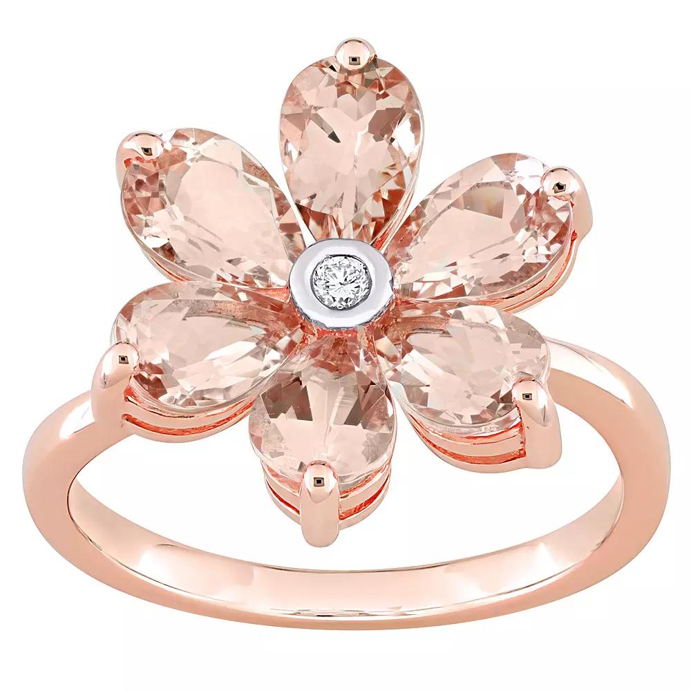 Stella Grace 10k Rose Gold Morganite & Diamond Accent Flower Ring, Women's, Size: 10.50 Product Image