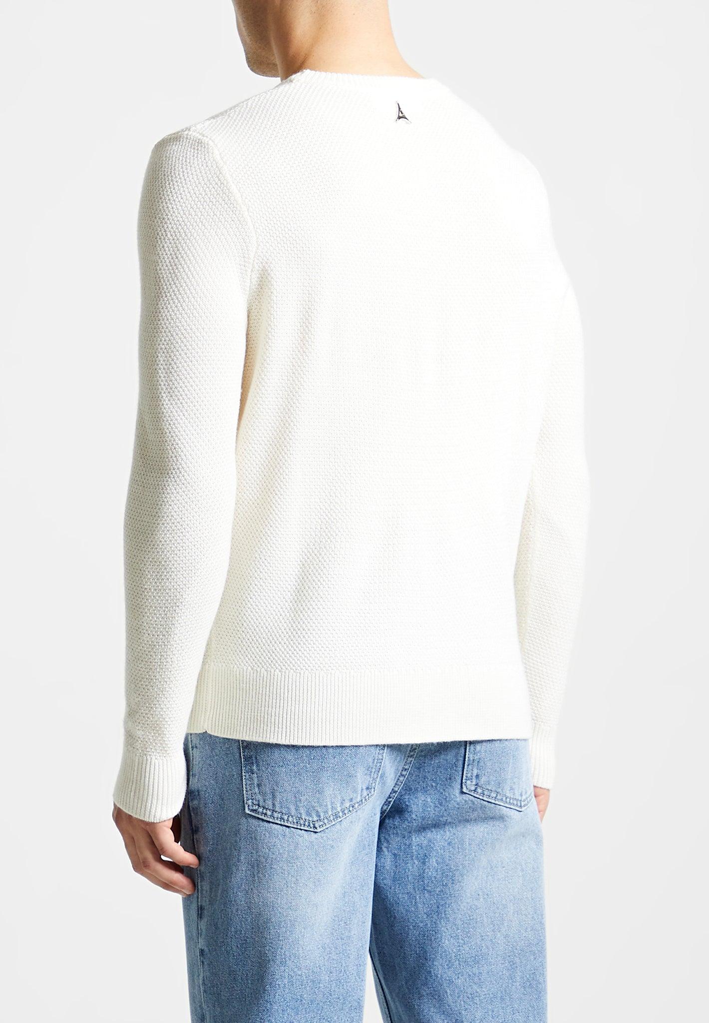Gabin - Textured Wool Blend Jumper - Cream Male Product Image