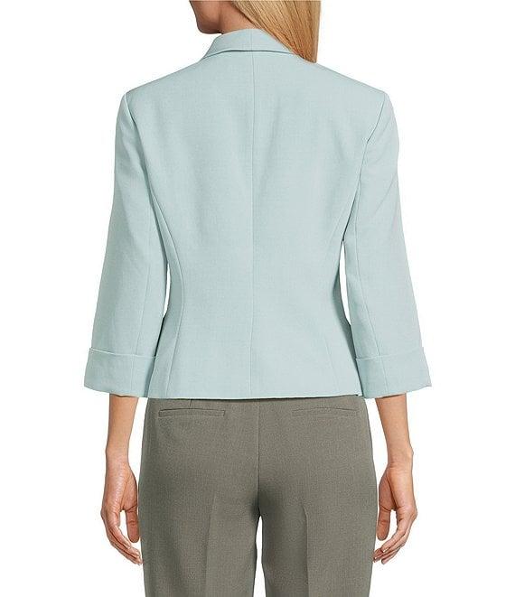 Kasper Shawl Collar 3/4 Sleeve Open Front Crepe Jacket Product Image