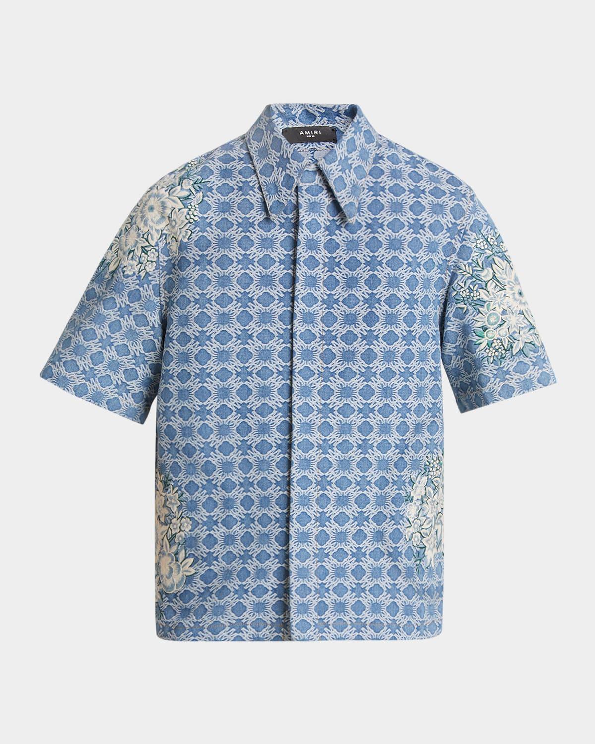 Mens Floral Embroidered Sport Shirt Product Image