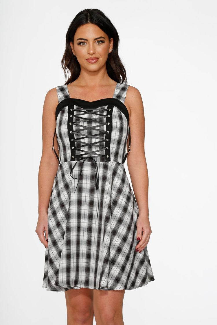Black & White Plaid Swing Dress Product Image