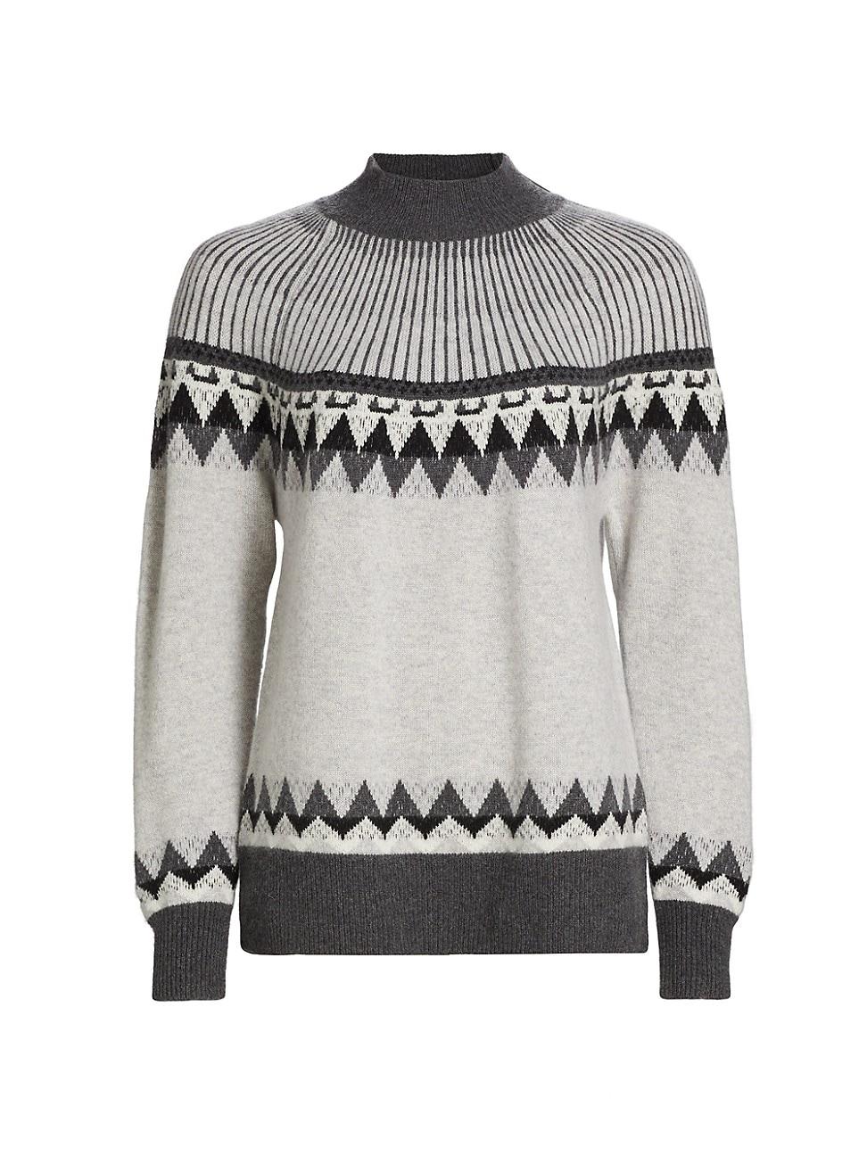 Womens Cashmere Fair Isle-Style Sweater Product Image