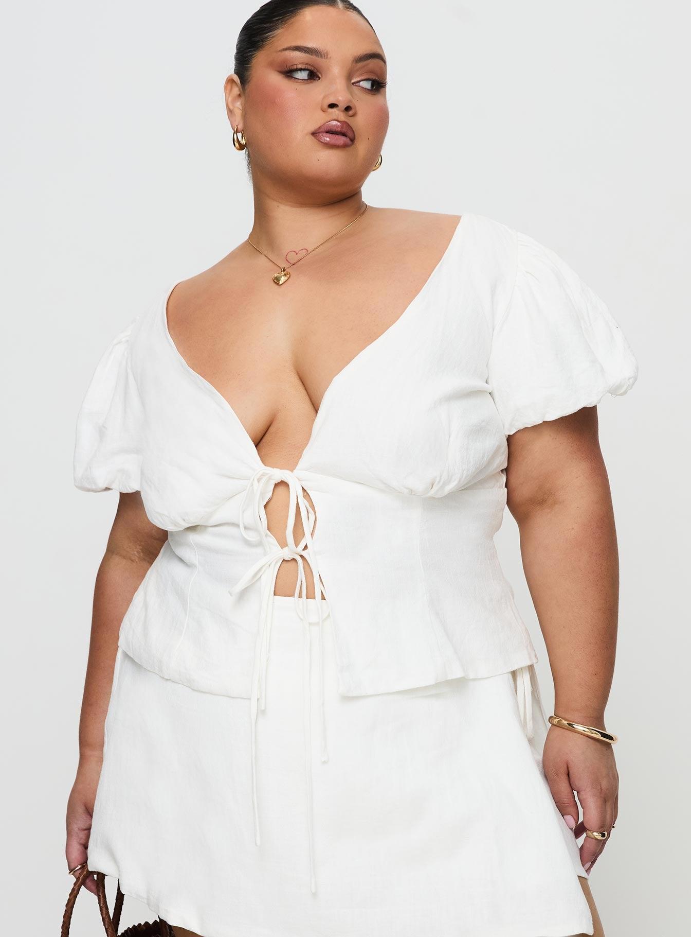 Wilhelmina Blouse Top White Curve Product Image