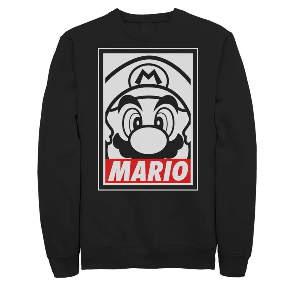Men's Nintendo Mario Black & White Portrait Fleece,  Product Image