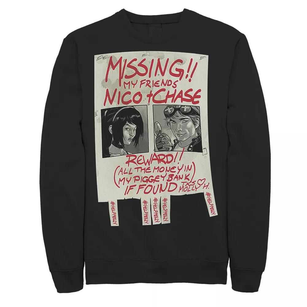 Men's Marvel Runaways Nico Chase Missing Poster Graphic Fleece Pullover,  Product Image