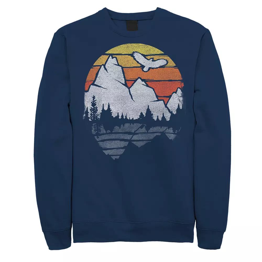 Men's Mountain Sunset Reflection Explore Outdoors Vintage Sweatshirt,  Product Image