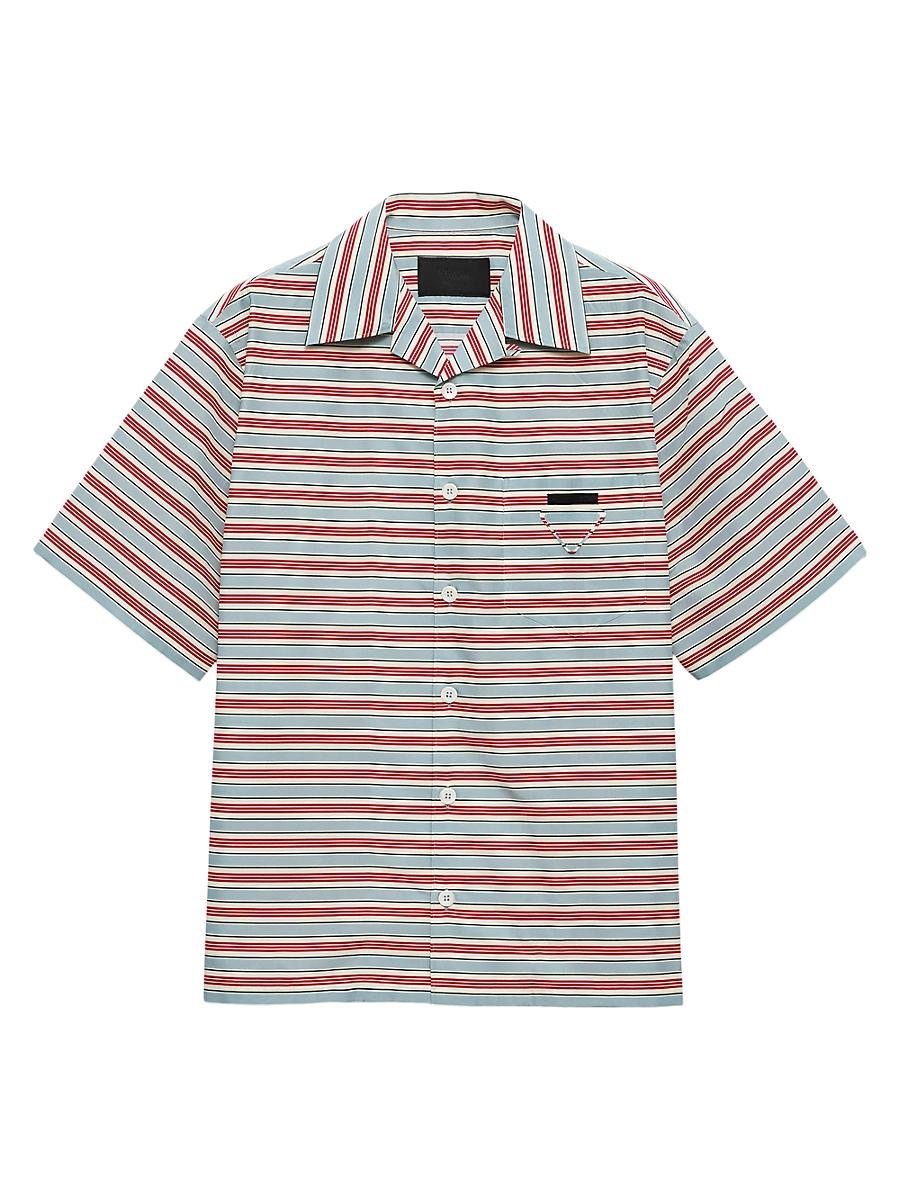 Mens Striped Cotton Bowling Shirt Product Image