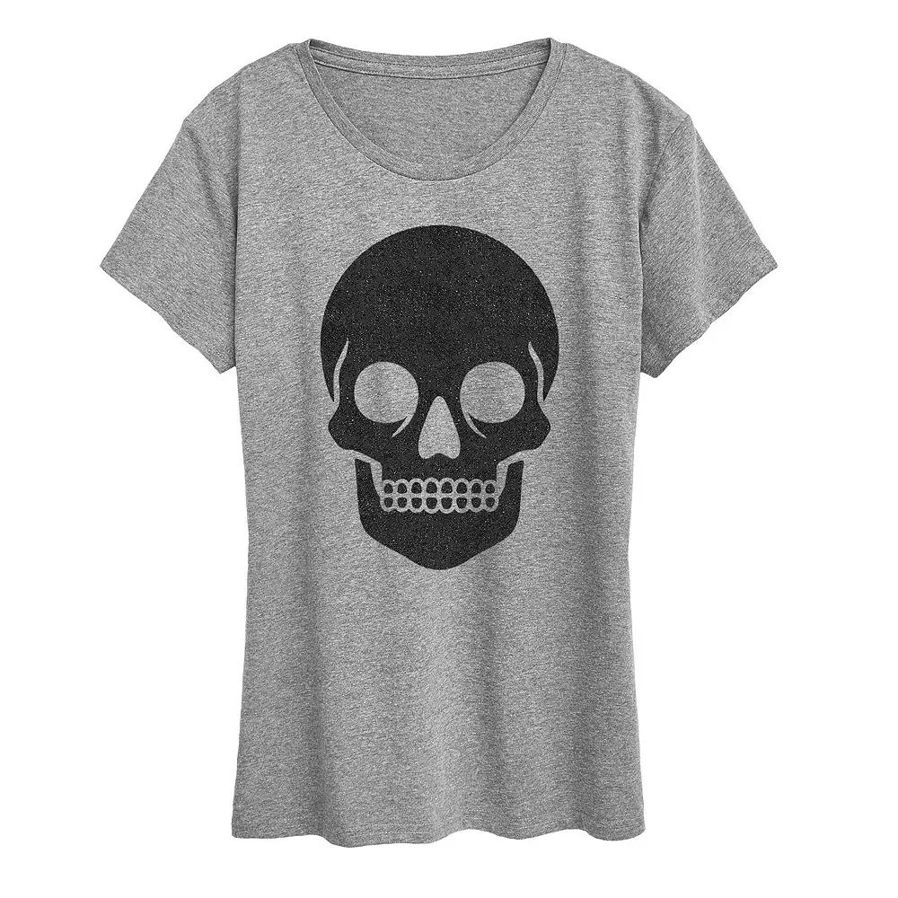 Women's Skull Sparkle Halloween Tee, Girl's,  Product Image