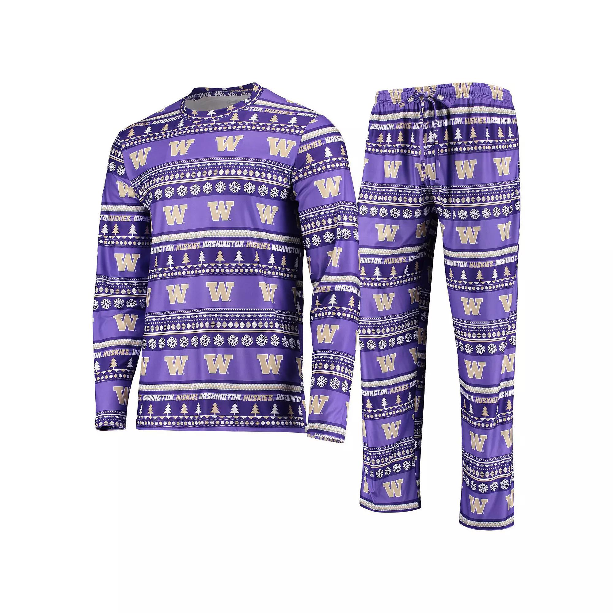 Men's Concepts Sport Purple Washington Huskies Ugly Sweater Long Sleeve T-Shirt and Pants Sleep Set,  Product Image