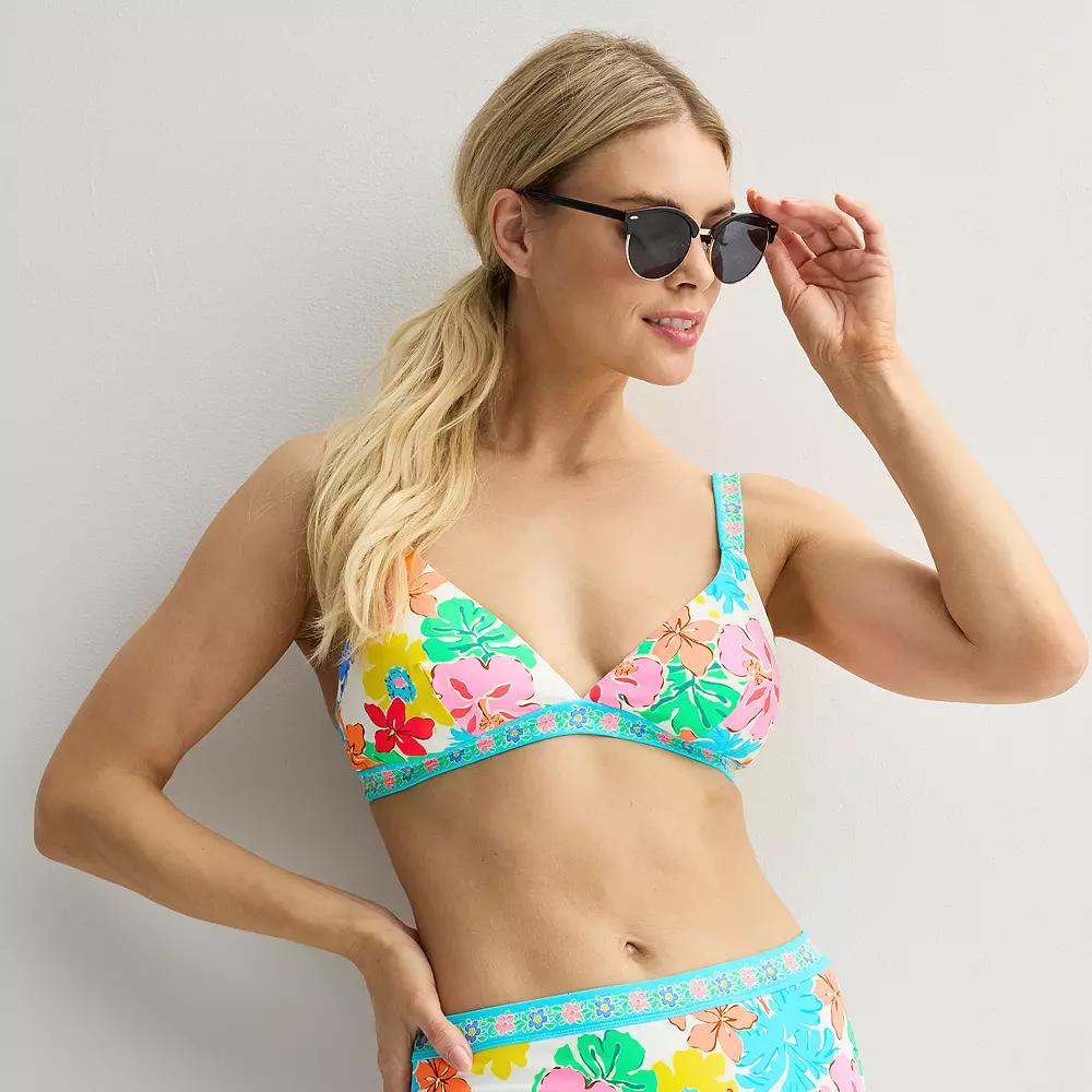 Women's Freshwater Floral Banded Bralette Swim Top,  Product Image
