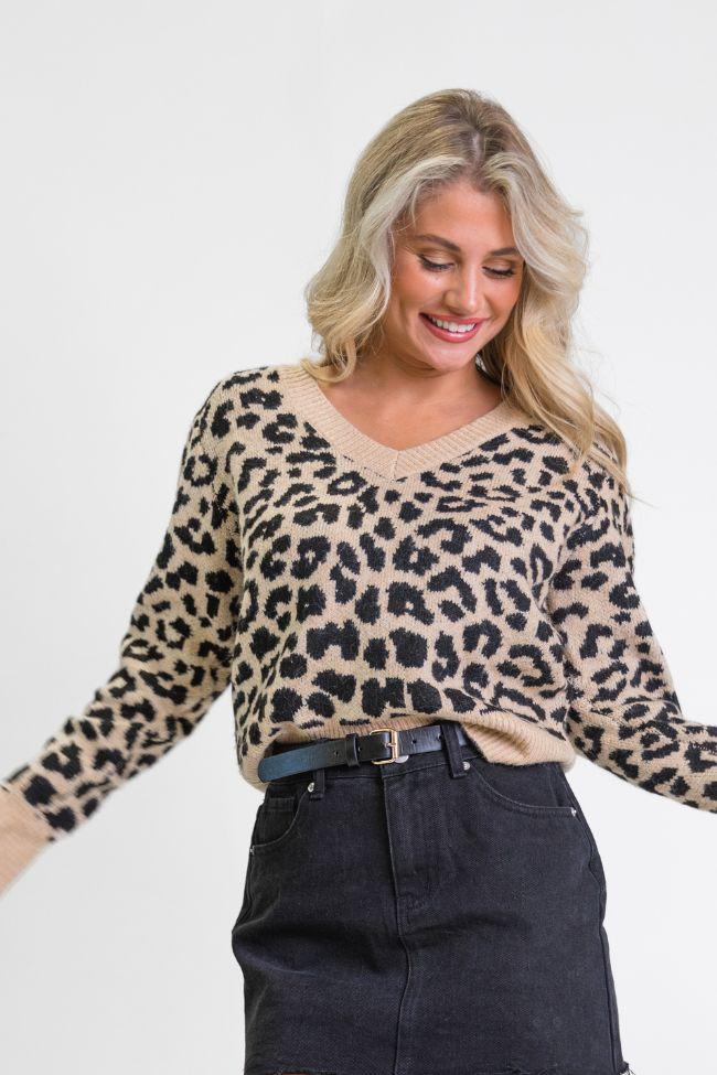 Fierce Feelings V-Neck Leopard Sweater FINAL SALE Product Image