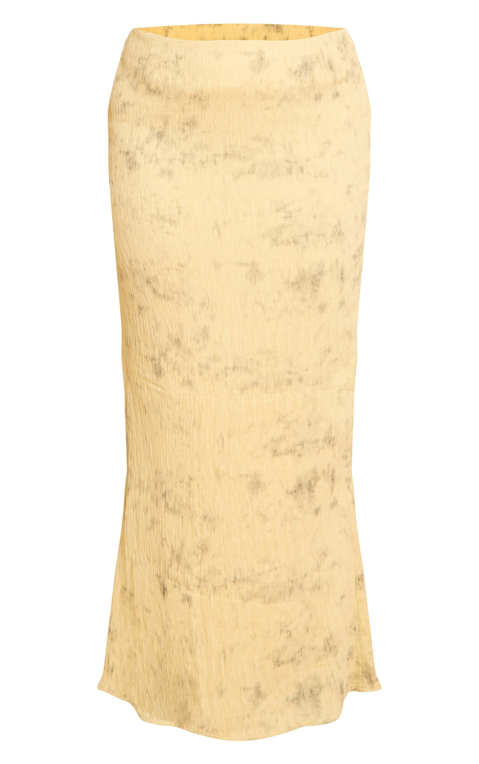 Plus Lemon Textured Printed Maxi Skirt Product Image