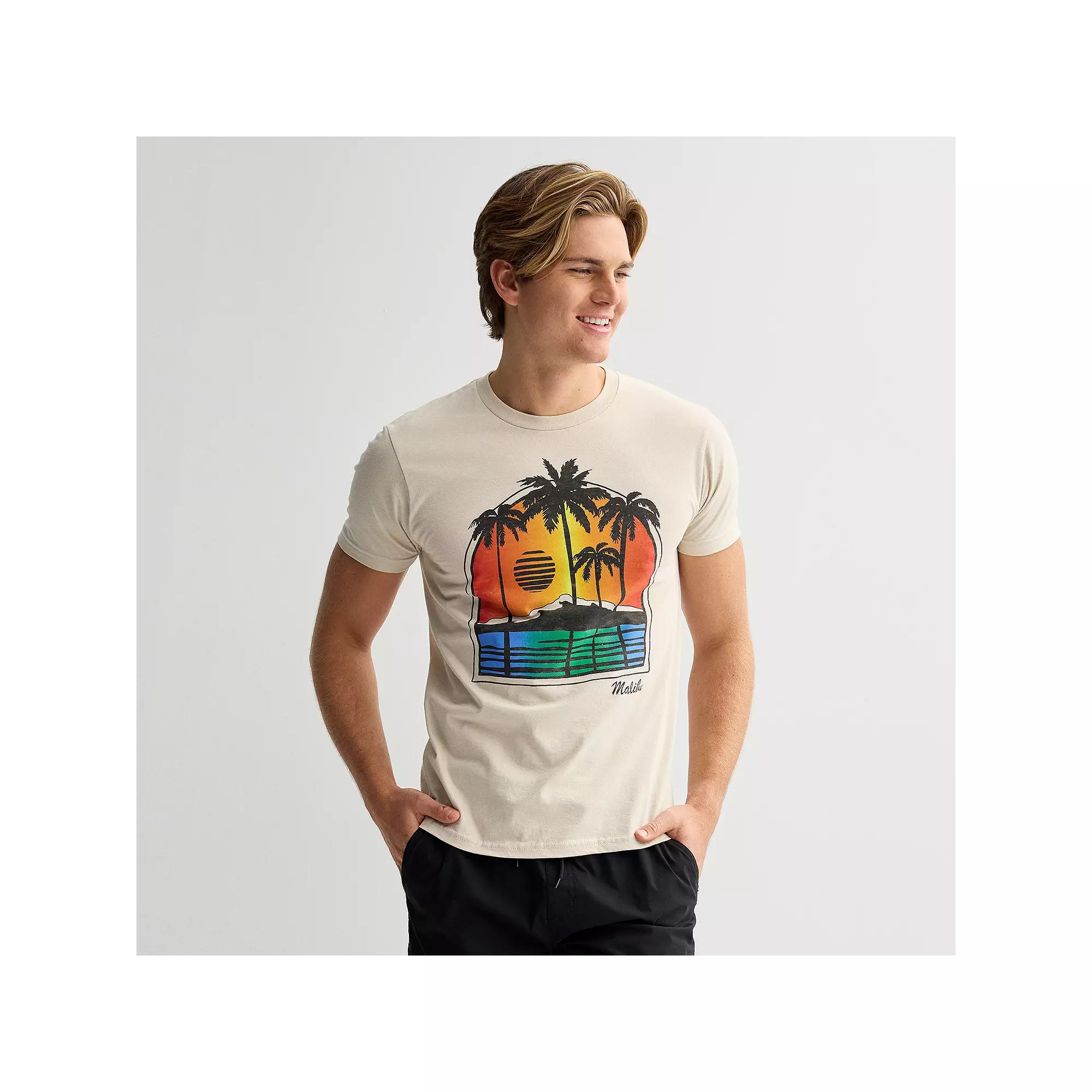 Men's Malibu Palm Tree Graphic Tee, Size: Large, Brown Product Image
