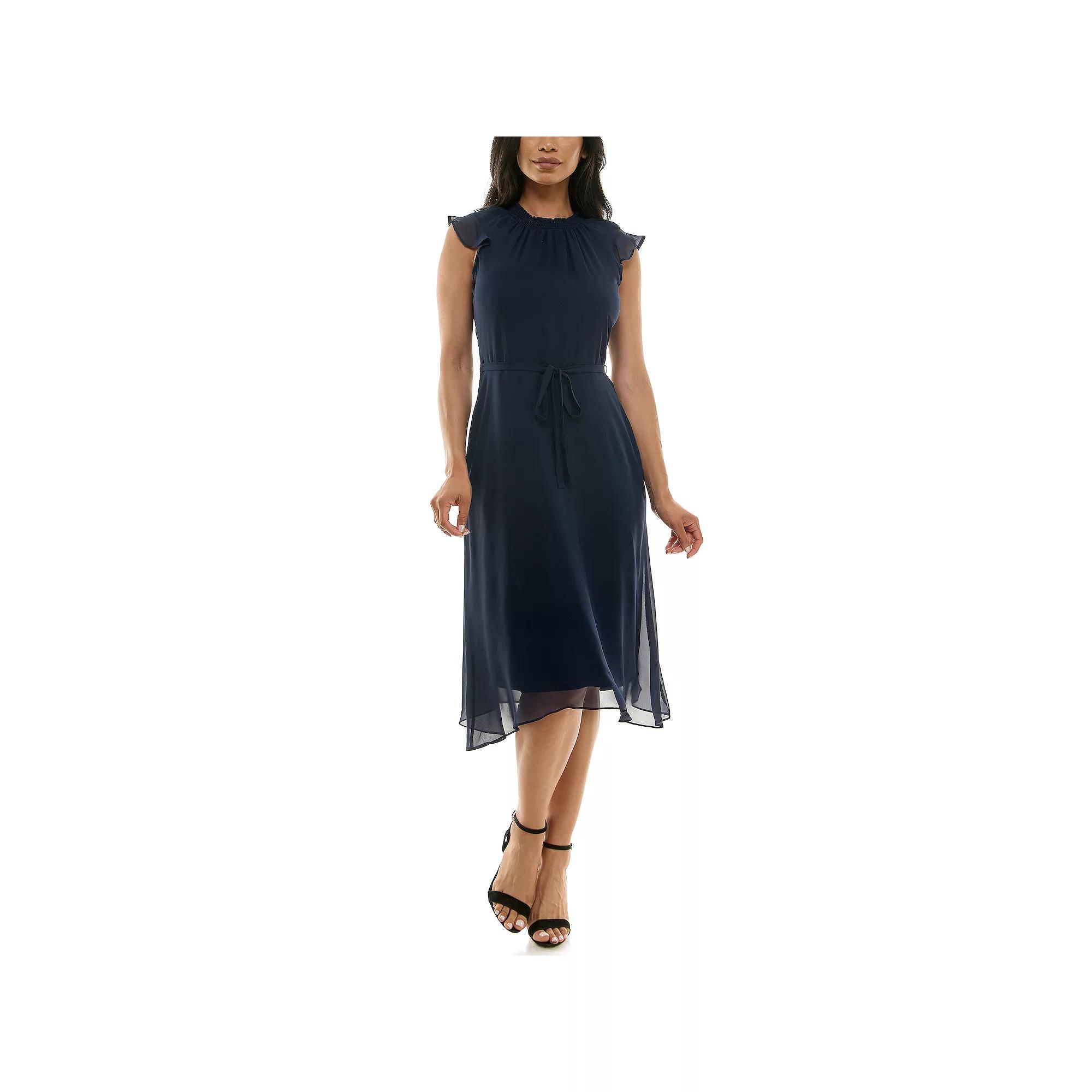 Women's Nina Leonard Mockneck Chiffon Dress,  Product Image