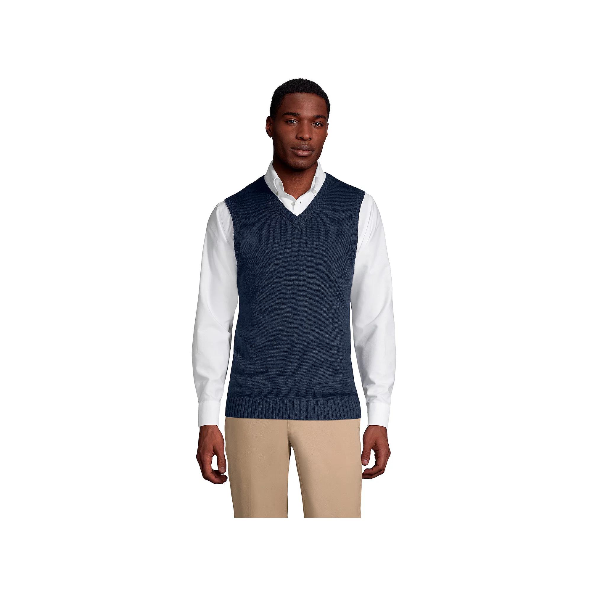 Men's Lands' End Cotton Modal Sweater Vest, Size: Large, Red Product Image