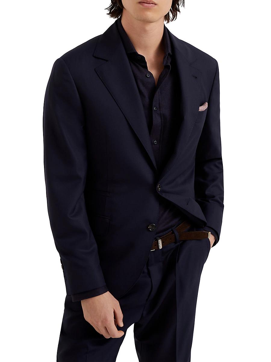 Mens Virgin Wool and Silk Lightweight Hopsack Blazer Product Image