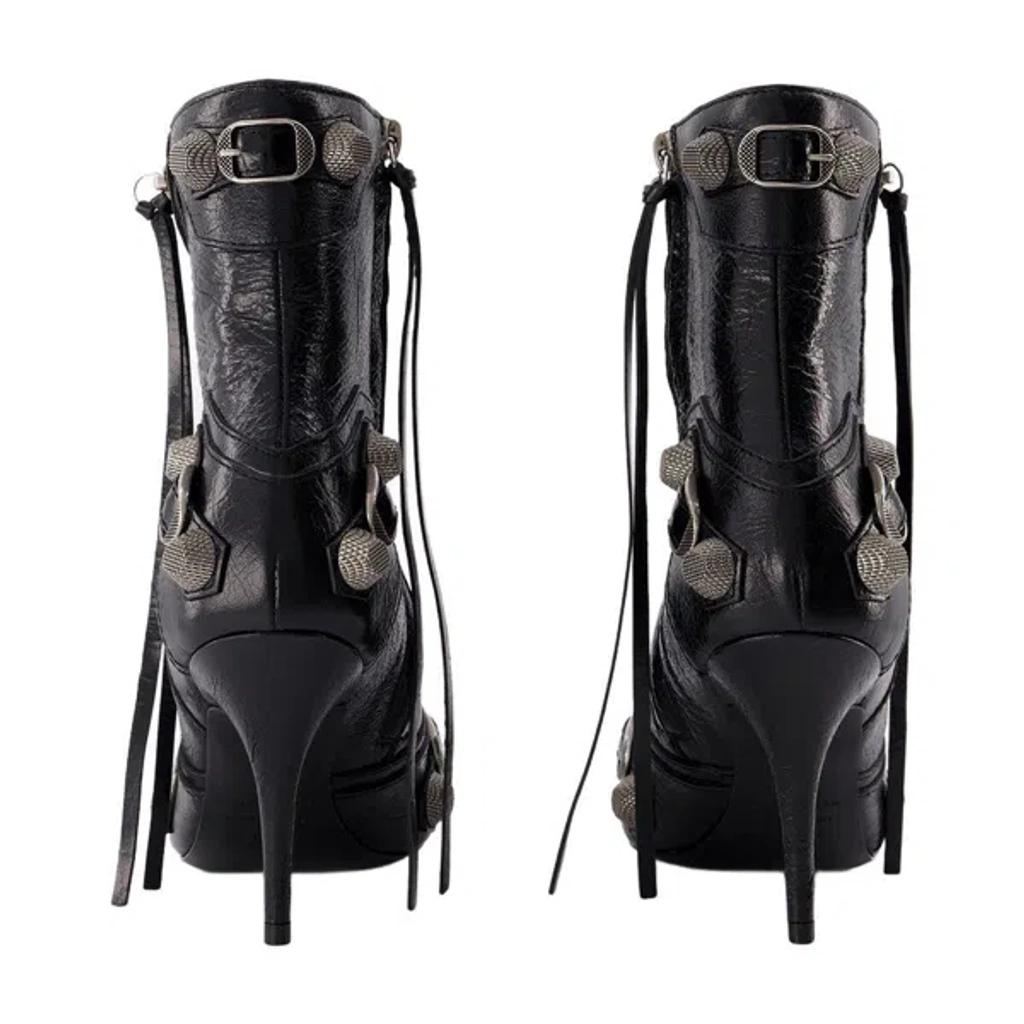 BALENCIAGA Womens Cagole Lambskin Buckle Zip Ankle Booties In Black Product Image