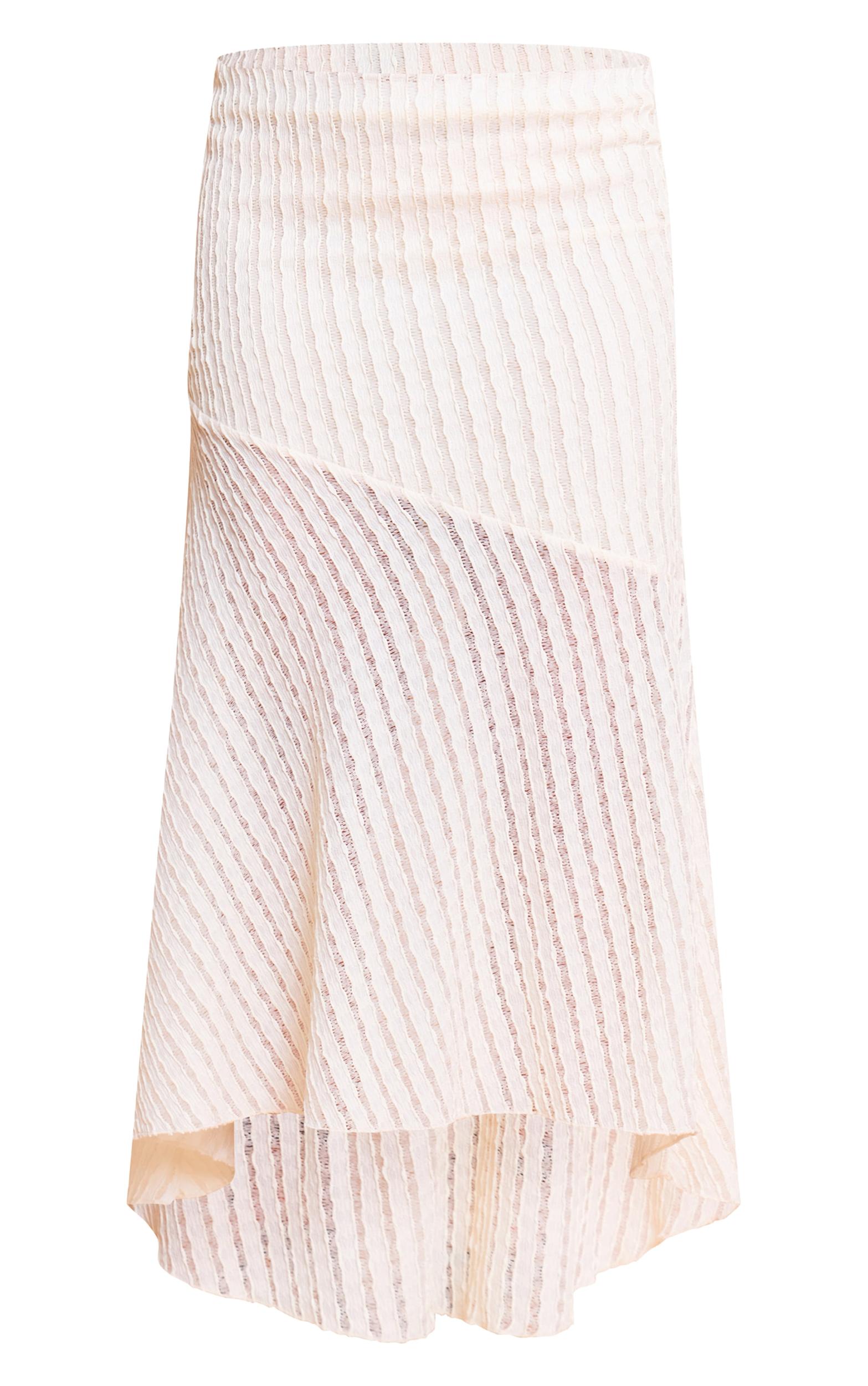 Cream Textured Seam Detail Lace Maxi Skirt Product Image