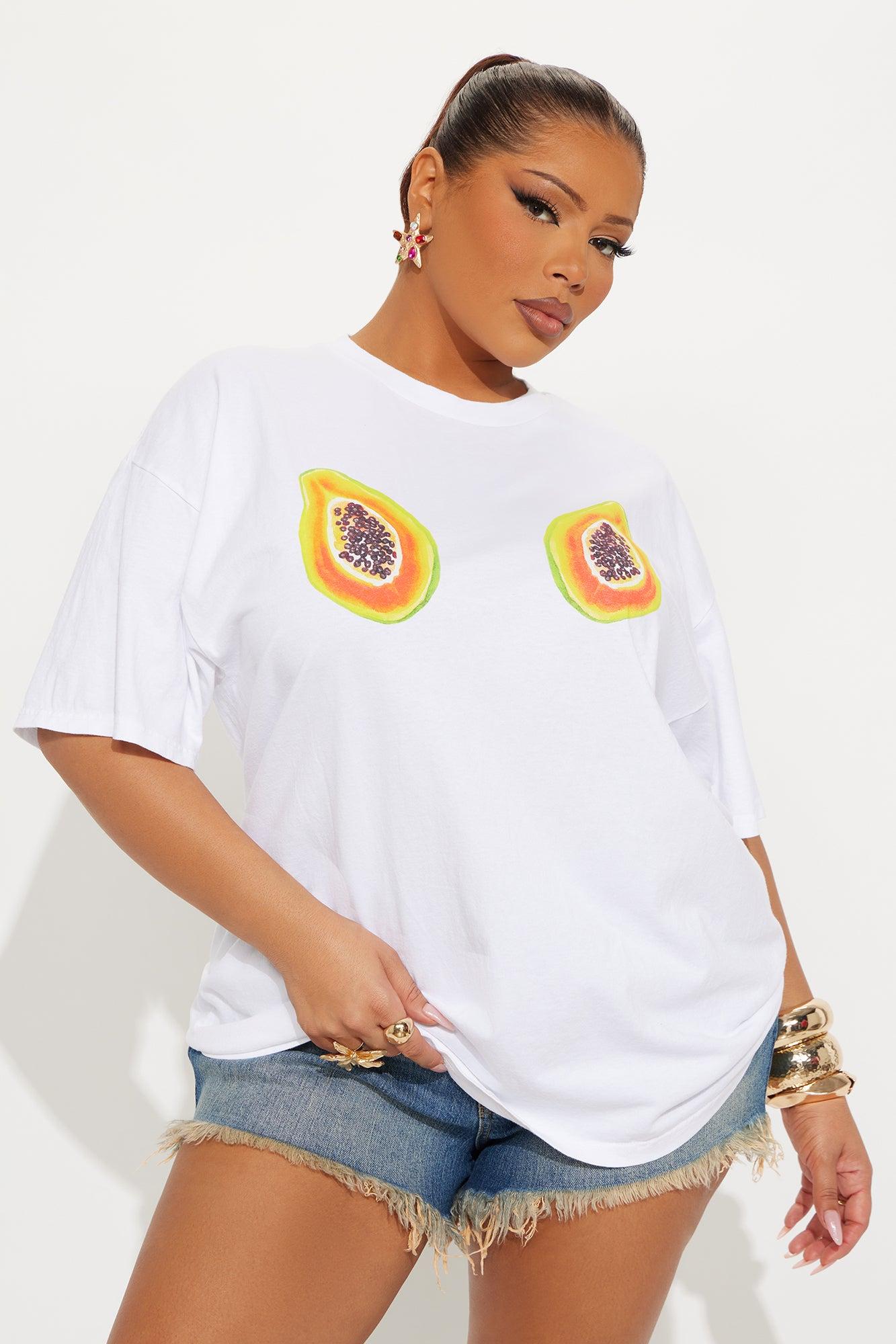 Papaya Summer Washed Oversized Tee - White Female Product Image