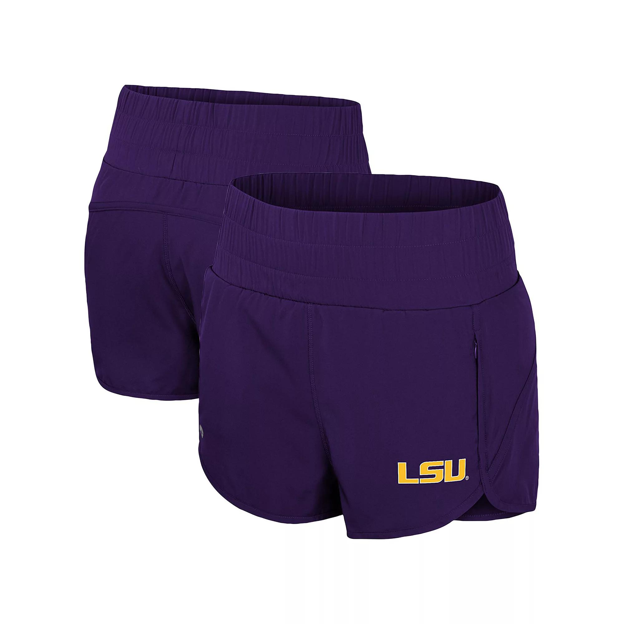 Women's Colosseum Purple LSU Tigers Stop By Smocked High Waist Shorts, Size: XL Product Image