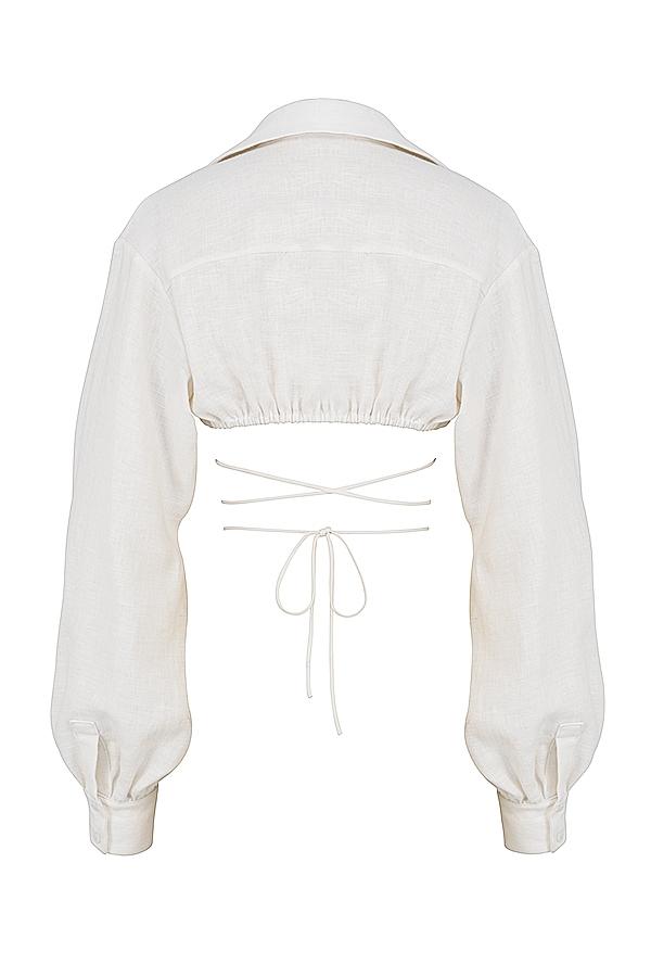 Iris  off white wrap around cropped shirt Product Image