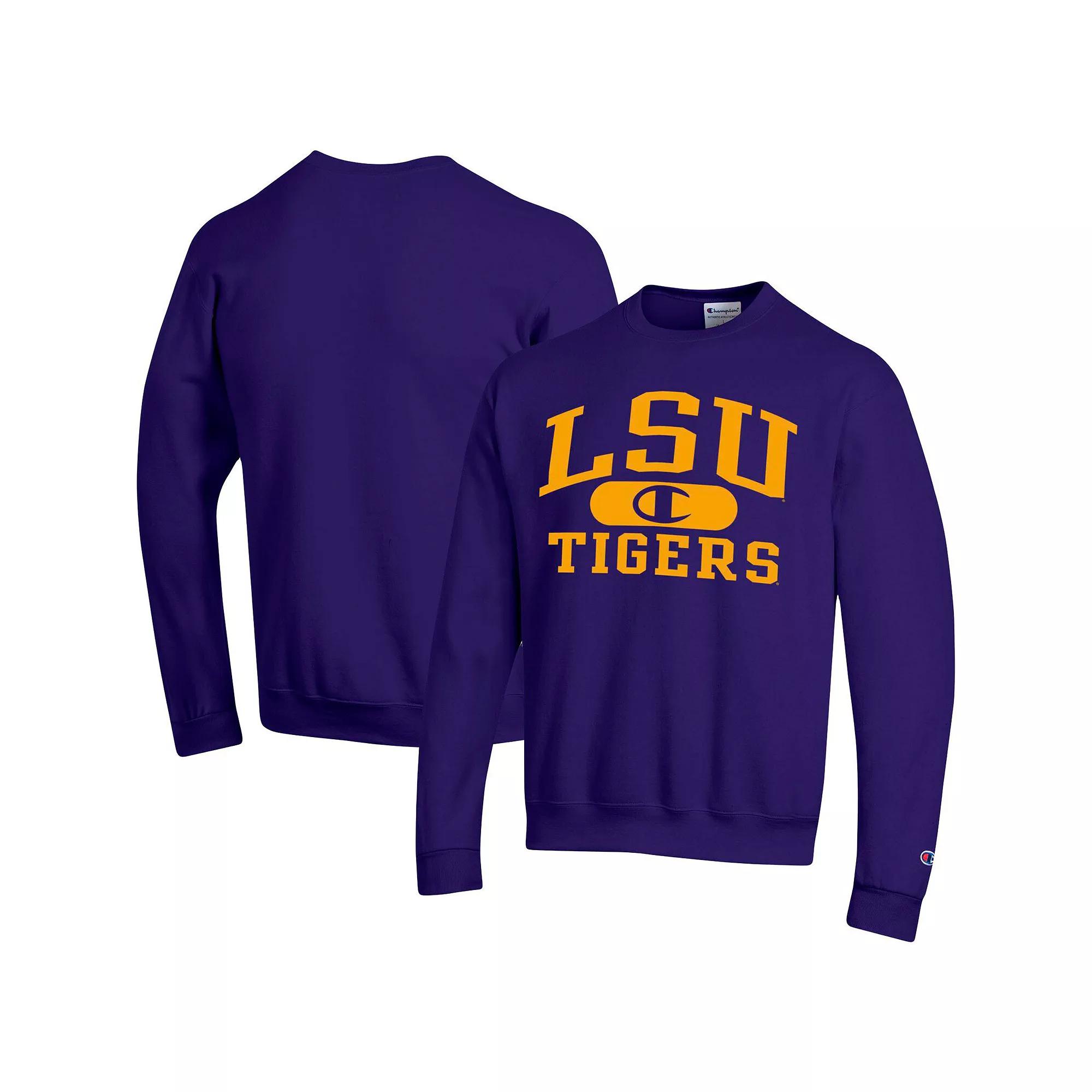 Men's Champion Purple LSU Tigers Arch Pill Sweatshirt, Size: Medium Product Image