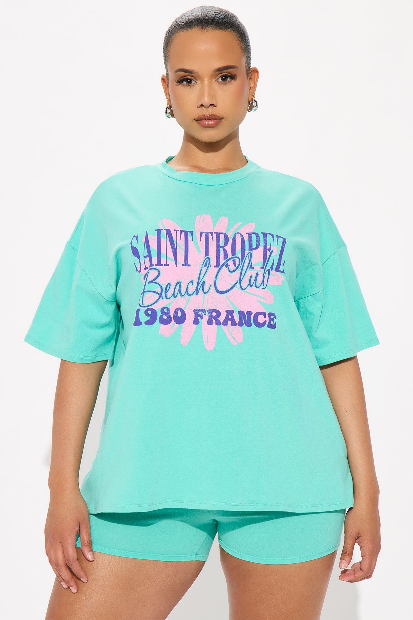 St. Tropez Beach Club Oversize  Short Set - Mint Female Product Image