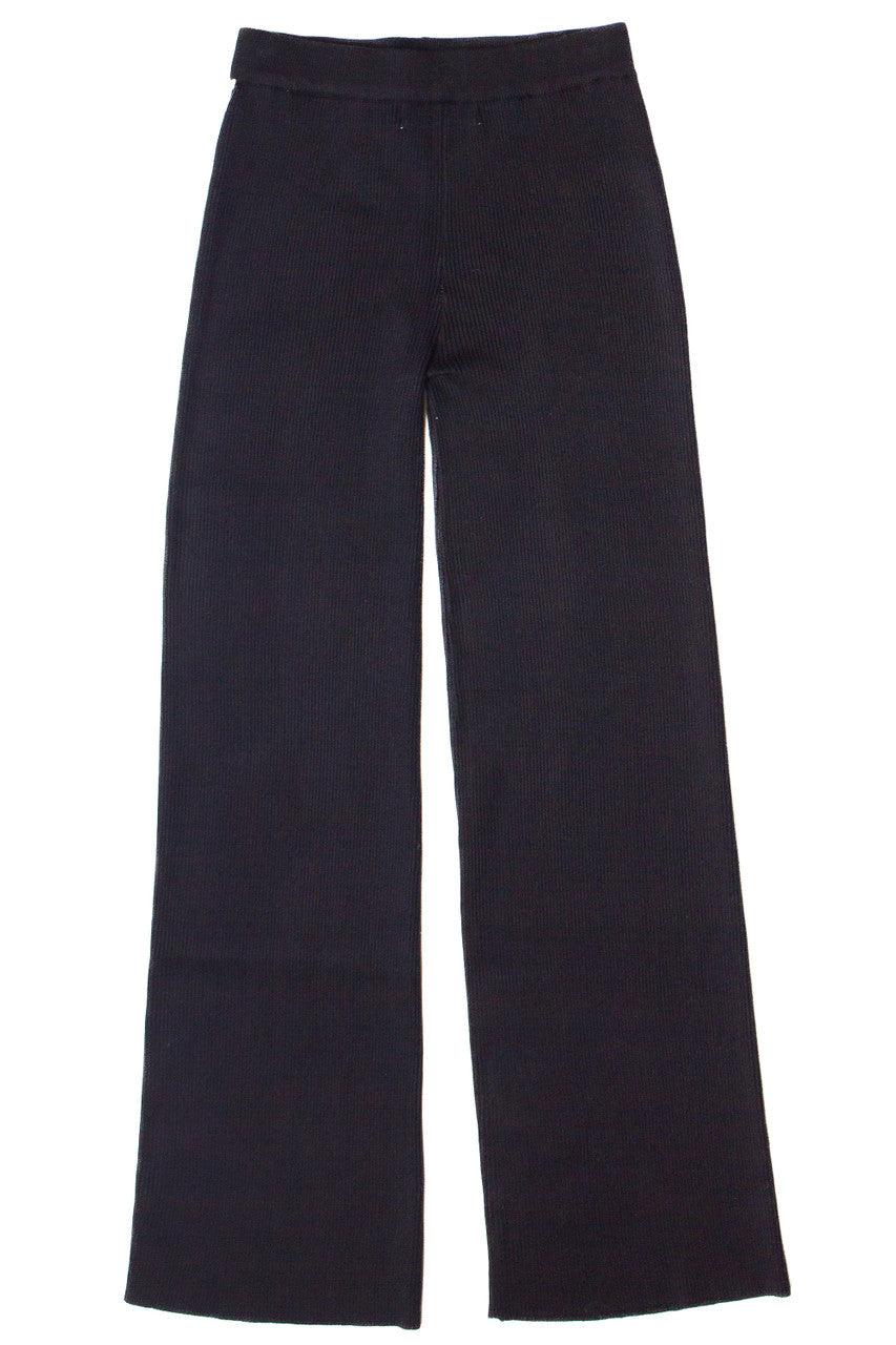 Lace Trim Ribbed Wide Leg Pants Product Image