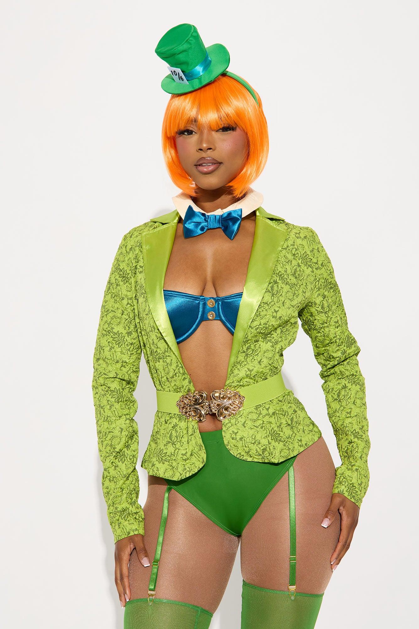 Delightfully Sexy Mad Hatter 8 Piece Costume Set - Green Female Product Image