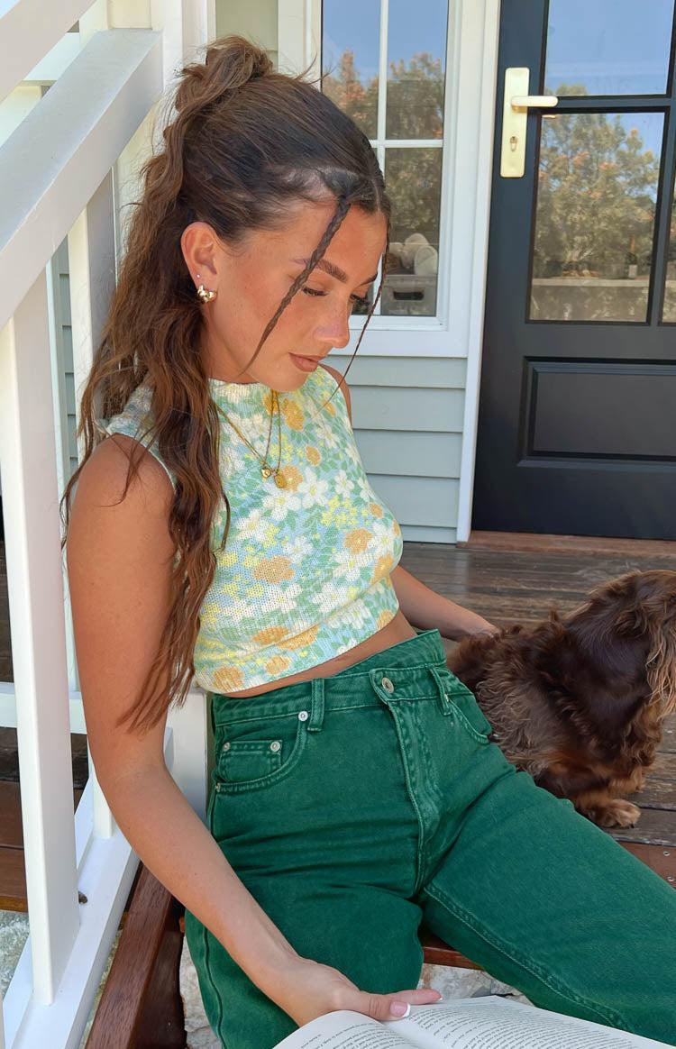 Flower Fields White Floral Knit Top Product Image