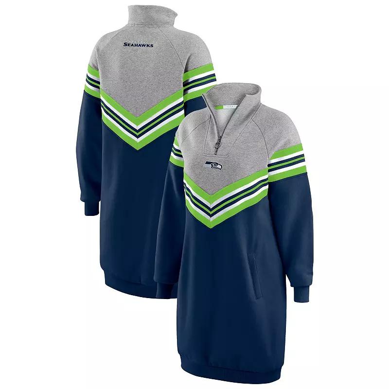 Women's WEAR by Erin Andrews College Navy/Heather Gray Seattle Seahawks Chevron Stripe Dress,  Product Image