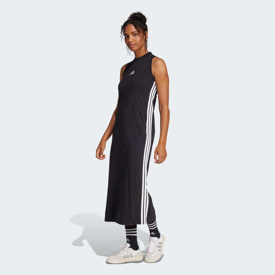 adidas Essentials 3-Stripes Long Racerback Dress Clear Pink XS Womens Product Image