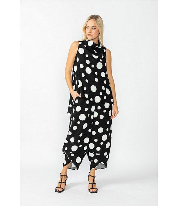 IC Collection Woven Dot Print Elastic Waist Tulip Hem Crop Coordinating Pants Product Image