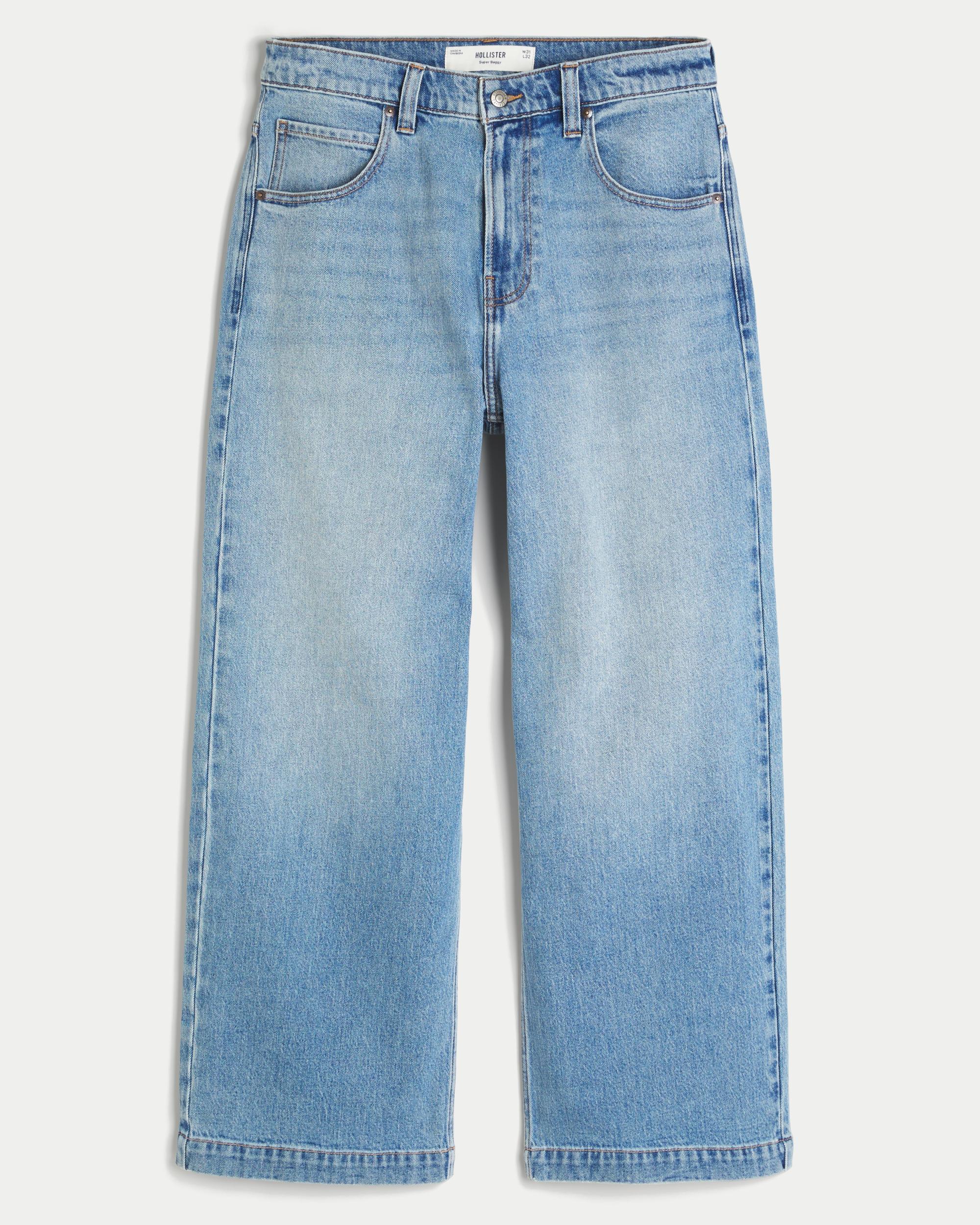 Medium Wash Wolf Graphic Super Baggy Jeans Product Image