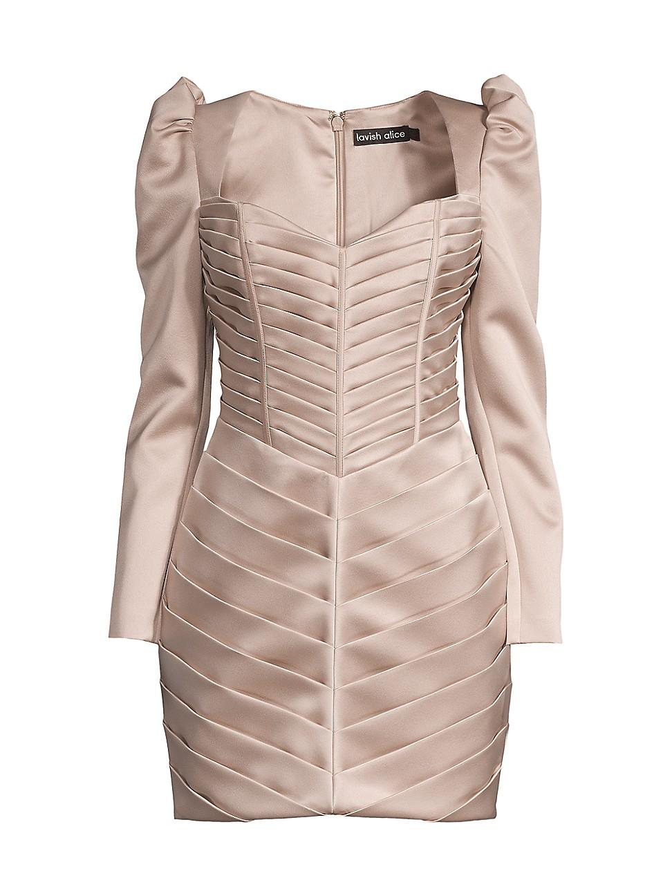 Womens Pleated Bonded Satin Minidress Product Image