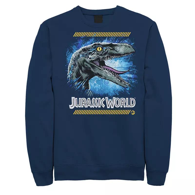Men's Jurassic World Two Raptor Blue Splatter Fleece,  Product Image