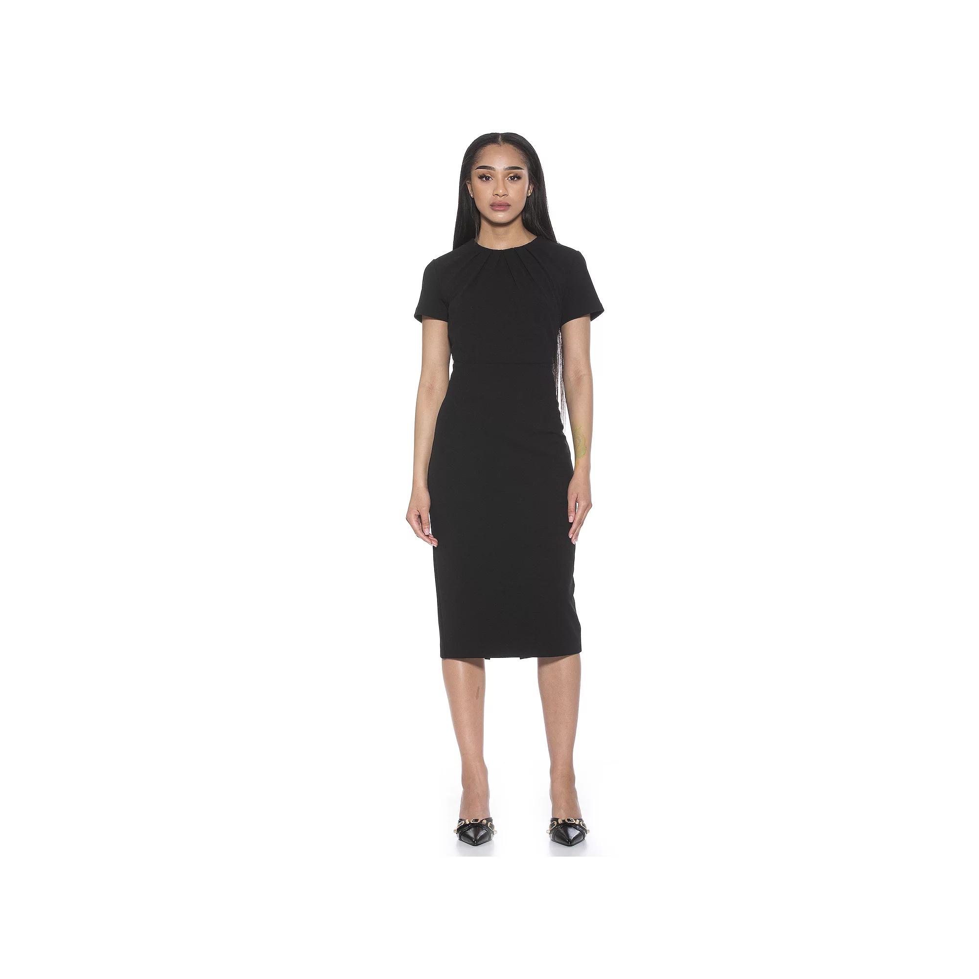 Women's ALEXIA ADMOR Quinn Draped-Neck Midi Sheath Dress,  Product Image